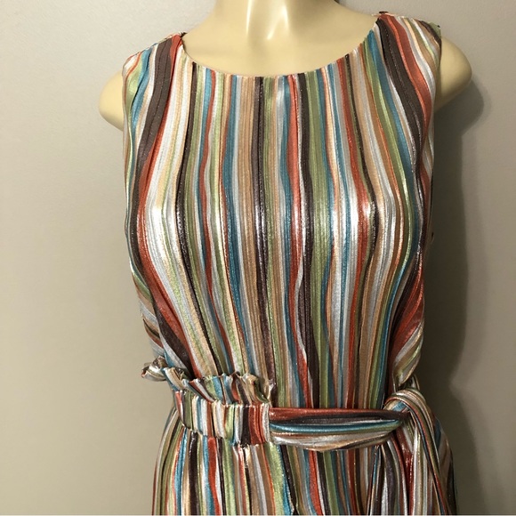 Eva Franco Clinquant Shimmer Striped Multicolor Sleeveless Top Women’s Size M - Picture 4 of 10